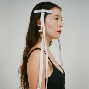 Sandy Liang recital bows in ivory- never worn